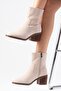 Amory Beige Color Zippered, Thin Faux Fur Lined Thick Heeled Women's Boots - 5
