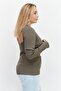 Women Textured Long Sleeve Sweater, Med Green - 3