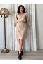 Beige Short Skirt-Blouse Set (Etek-Bluz)