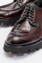 Men's Thick Sole Lace-Up Casual Shoes Real Patent Leather Mc 20277 Claret Red/Black - 3