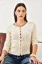 Women's Ecru Buttoned Knitwear Seasonal Cardigan 20234140 - 3