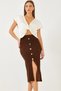 Women's Brown Button Detailed Knitwear Skirt 85001004