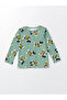 Baby Matte Green Printed Crew Neck Long Sleeve Printed Baby Boy Pajama Set - 2