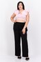 Women Ruffle Neck Cap Sleeve Solid Top, Pink - 3