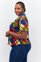 Women Curvy Fit Pointed Collar Short Sleeve Shirt, Multicolor - 2