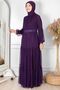Ruffle Guipure Embroidered Tulle Evening Dress Purple Tbs864 - 3