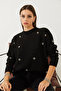 Women's Black Metal Ring Patterned Knitwear Sweater 20234255 - 3
