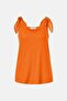 Women Top With Knot Detail, Orange - 2