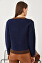 Women's Brown Navy Blue Patterned Buttoned Knitwear Cardigan 20234162 - 7