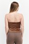 Women Straight Across Strapless Textured Tops, Brown - 2