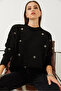 Women's Black Metal Ring Patterned Knitwear Sweater 20234255 - 5