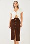 Women's Brown Button Detailed Knitwear Skirt 85001004 - 2
