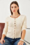 Women's Ecru Buttoned Knitwear Seasonal Cardigan 20234140 - 2