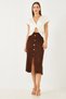 Women's Brown Button Detailed Knitwear Skirt 85001004 - 6