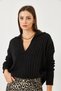 Women's Black Polo Collar Knitwear Sweater 20234207 - 3