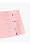 Tweed Skirt with Pearl Buttons and Slit Detail - 3