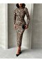 Women's Leopard Print Drape Detail Long Dress - 3