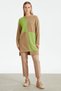 LEATHER DETAIL PUMPY TUNIC CAMEL
