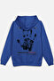 Presence Existence Karma Back Printed Hooded Semi Oversized Sweatshirt Blue Hoodie 1217