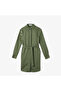 Women's Relaxed Fit Long Sleeve Shirt Collar Khaki Dress - 3