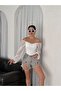 Women's White Front Piping Chiffon Sleeve Long Sleeve Crop Blouse - 3