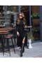 Women's long sleeve turtleneck deep slit detail crepe dress 120 cm
