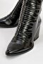 Laval Black Patent Leather Women's Thick Heeled Boots with Back Zipper - 3