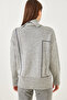 Women's Gray Geometric Patterned Turtleneck Knitwear Sweater 85001021 - 7