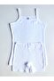 Çebikids Girl's 100% Cotton White Rib Ribbed Rope Strap Athlete-Legged Panty Set - 3