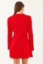 Women's Red Crew Neck Ribbed Mini Knitwear Dress 85001022 - 7