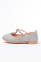 Girl's Stoned Silver Glitter Non-Slip Sole Orthopedic Ballerinas - 4