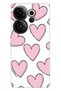 Camon 20 Premier 5g Compatible Case Silicone Patterned Illustrated Cover Pink Striped Hearts
