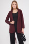 Women's Burgundy Side Tied Fish Back Patterned Stamp Jacket Arm-25K 001019 - 2