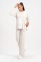 Pregnant Women Breastfeeding Detailed High Waist Wide Leg Soft Textured Knitwear Set Cream