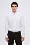قميص سهرة أبيض - أساور مزدوجة، ياقة رأس، سادة من القطن الساتان، مقاس عادي