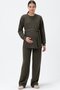 Pregnant Women Breastfeeding Detailed High Waist Wide Leg Soft Textured Knitwear Set Khaki - 3