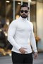 Men's White Turtleneck Knitwear Sweater - 2