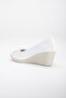 Wedge Sole Laser Cut White Women's Wedge Heeled Shoes - 5