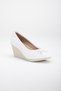 Wedge Sole Laser Cut White Women's Wedge Heeled Shoes - 4