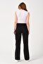 Maternity Stretchy Belly Band Adjustable Waist Canvas Wide Leg Pants Black - 5