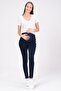 Maternity Stretchy Belly Band Skinny Thermal Jeans Blue