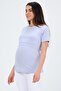 Pregnant Breastfeeding Detailed Short Sleeve T-shirt Lilac - 3