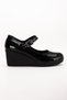 Women's Black Patent Leather Shoes with a Brim and Padded Soles - 3