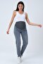 Pregnant Flexible Abdominal Banded Mom Fit Jeans Gray - 4