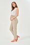 Maternity Flexible Waistband Adjustable Mom Fit Classic Gabardine Trousers Stone - 2
