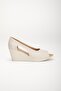 Wedge Sole Open Window Orthopedic Artificial Leather Beige Women's Wedge Heel Shoes - 3
