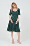 Maternity Midi Length Short Sleeve Square Neck Evening Dress Green
