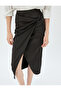 Satin Skirt Midi Length Double Breasted Slit Detailed Bow Tie Slim Fit - 5