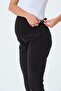 Maternity Stretchable Abdominal Band Adjustable Waist Mom Fit Gabardine Trousers Black - 6