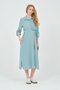 Maternity Shirt Collar Front Pocket Midi Length Dress Turquoise